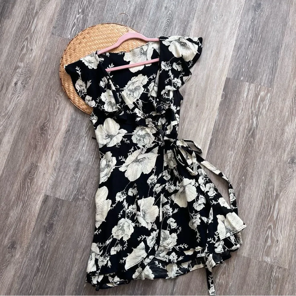 Free people French quarter floral mini‎ wrap dress women’s size S